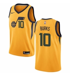 Men's Nike Utah Jazz #10 Alec Burks Authentic Gold NBA Jersey Statement Edition