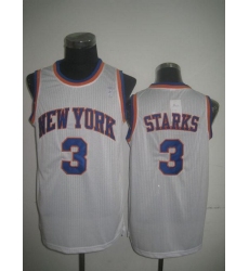 Men's Adidas New York Knicks #3 John Starks Authentic White Throwback NBA Jersey