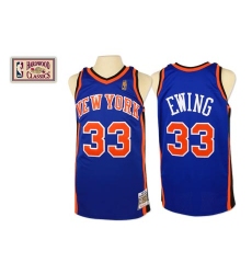 Men's Mitchell and Ness New York Knicks #33 Patrick Ewing Authentic Royal Blue Throwback NBA Jersey