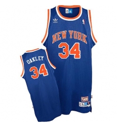 Men's Mitchell and Ness New York Knicks #34 Charles Oakley Swingman Royal Blue Throwback NBA Jersey