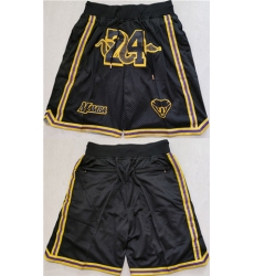 Men's Los Angeles Lakers #24 Kobe Bryant Black Shorts (Run Small)