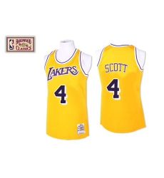 Men's Mitchell and Ness Los Angeles Lakers #4 Byron Scott Swingman Gold Throwback NBA Jersey