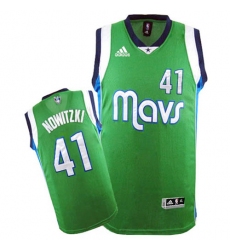 Men's Adidas Dallas Mavericks #41 Dirk Nowitzki Swingman Green NBA Jersey