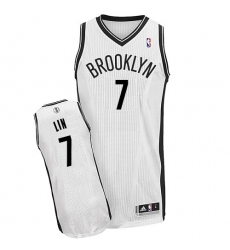 Men's Adidas Brooklyn Nets #7 Jeremy Lin Authentic White Home NBA Jersey