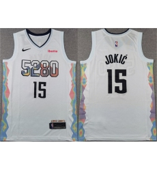 Men's Denver Nuggets #15 Nikola Jokic White 2024 25 City Edition Stitched Basketball Jersey