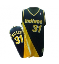 Men's Mitchell and Ness Indiana Pacers #31 Reggie Miller Authentic Black/Yellow Throwback NBA Jersey