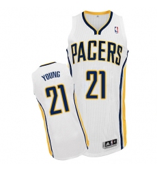 Men's Adidas Indiana Pacers #21 Thaddeus Young Authentic White Home NBA Jersey