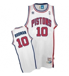 Men's Adidas Detroit Pistons #10 Dennis Rodman Authentic White Throwback NBA Jersey