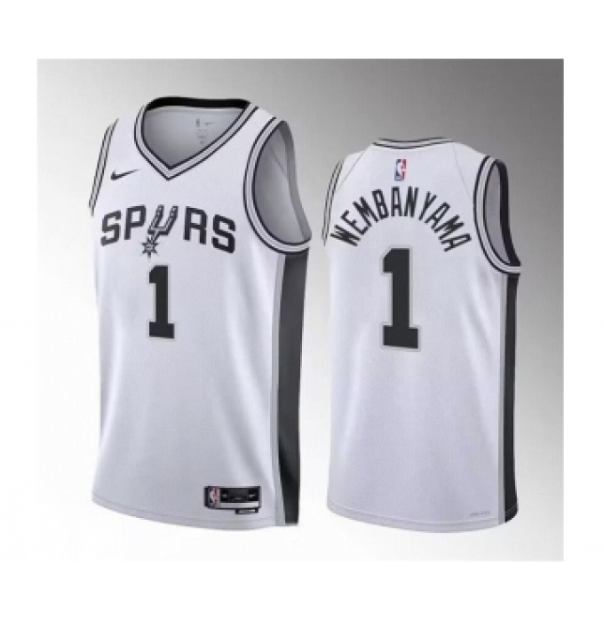 Men's San Antonio Spurs #1 Victor Wembanyama White 2022-23 Association Edition Stitched Basketball Jerseys