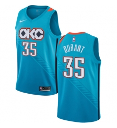 Men's Nike Oklahoma City Thunder #35 Kevin Durant Swingman Turquoise NBA Jersey - City Edition