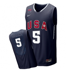 Men's Nike Team USA #5 Kevin Durant Authentic Navy Blue 2010 World Basketball Tournament Jersey