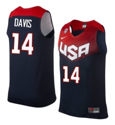Men's Nike Team USA #14 Anthony Davis Authentic Navy Blue 2014 Dream Team Basketball Jersey