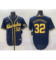 Men's Milwaukee Brewers #32 Jacob Misiorowski Navy 2025 With Stitched Jersey