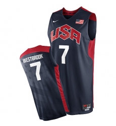 Men's Nike Team USA #7 Russell Westbrook Authentic Navy Blue 2012 Olympics Basketball Jersey