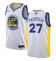 Youth Nike Golden State Warriors #27 Zaza Pachulia Authentic White Home 2018 NBA Finals Bound NBA Jersey - Association Edition