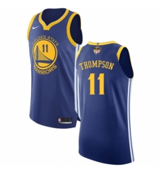 Youth Nike Golden State Warriors #11 Klay Thompson Authentic Royal Blue Road 2018 NBA Finals Bound NBA Jersey - Icon Edition