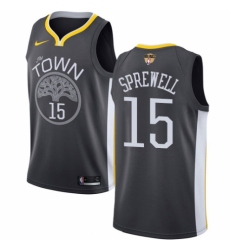 Men's Nike Golden State Warriors #15 Latrell Sprewell Swingman Black Alternate 2018 NBA Finals Bound NBA Jersey - Statement Edition