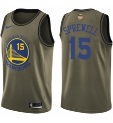 Men's Nike Golden State Warriors #15 Latrell Sprewell Swingman Green Salute to Service 2018 NBA Finals Bound NBA Jersey