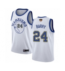 Men's Golden State Warriors #24 Rick Barry Swingman White Hardwood Classics 2019 Basketball Finals Bound Basketball Jersey