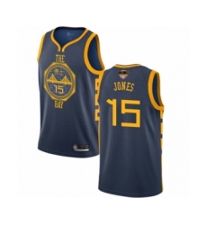 Youth Golden State Warriors #15 Damian Jones Swingman Navy Blue Basketball 2019 Basketball Finals Bound Jersey - City Edition
