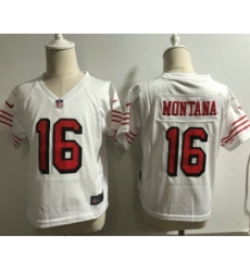 Toddler San Francisco 49ers #16 Joe Montana White 2018 Color Rush Vapor Untouchable Limited Jersey