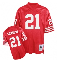 Mitchell and Ness San Francisco 49ers #21 Deion Sanders Authentic Red Team Color Throwback NFL Jersey