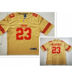 Men's San Francisco 49ers #23 Christian McCaffrey Gold NEW 2022 Inverted Legend Stitched NFL Nike Limited Jersey