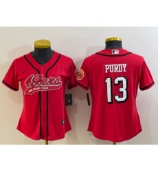 Women's San Francisco 49ers #13 Brock Purdy Red Color Rush With Patch Cool Base Stitched Baseball Jersey