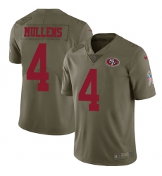 Youth Nike San Francisco 49ers #4 Nick Mullens Limited Olive 2017 Salute to Service NFL Jersey