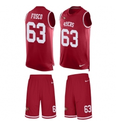 Men's Nike San Francisco 49ers #63 Brandon Fusco Limited Red Tank Top Suit NFL Jersey