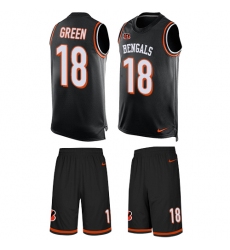Men's Nike Cincinnati Bengals #18 A.J. Green Limited Black Tank Top Suit NFL Jersey