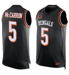 Men's Nike Cincinnati Bengals #5 AJ McCarron Limited Black Player Name & Number Tank Top NFL Jersey