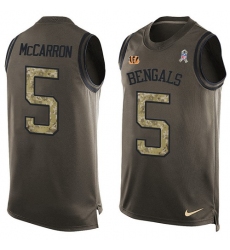 Men's Nike Cincinnati Bengals #5 AJ McCarron Limited Green Salute to Service Tank Top NFL Jersey