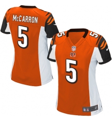 Women's Nike Cincinnati Bengals #5 AJ McCarron Game Orange Alternate NFL Jersey