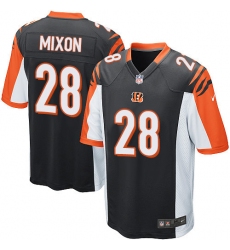 Men's Nike Cincinnati Bengals #28 Joe Mixon Game Black Team Color NFL Jersey