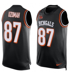 Men's Nike Cincinnati Bengals #87 C.J. Uzomah Limited Black Player Name & Number Tank Top NFL Jersey