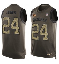 Men's Nike Cincinnati Bengals #24 Adam Jones Limited Green Salute to Service Tank Top NFL Jersey