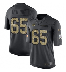 Men's Nike Cincinnati Bengals #65 Clint Boling Limited Black 2016 Salute to Service NFL Jersey