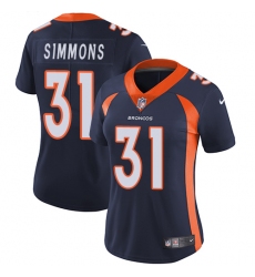 Women's Nike Denver Broncos #31 Justin Simmons Elite Navy Blue Alternate NFL Jersey