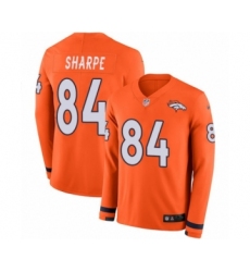 Youth Nike Denver Broncos #84 Shannon Sharpe Limited Orange Therma Long Sleeve NFL Jersey