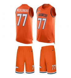 Men's Nike Denver Broncos #77 Karl Mecklenburg Limited Orange Tank Top Suit NFL Jersey