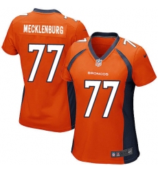 Women's Nike Denver Broncos #77 Karl Mecklenburg Game Orange Team Color NFL Jersey