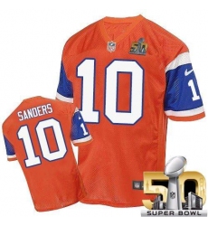 Men's Nike Denver Broncos #10 Emmanuel Sanders Elite Orange Throwback Super Bowl 50 Bound NFL Jersey