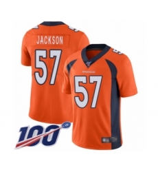 Men's Denver Broncos #57 Tom Jackson Orange Team Color Vapor Untouchable Limited Player 100th Season Football Jersey
