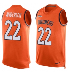Men's Nike Denver Broncos #22 C.J. Anderson Limited Orange Player Name & Number Tank Top NFL Jersey