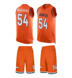 Men's Nike Denver Broncos #54 Brandon Marshall Limited Orange Tank Top Suit NFL Jersey