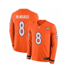 Youth Nike Denver Broncos #8 Brandon McManus Limited Orange Therma Long Sleeve NFL Jersey