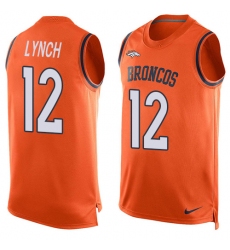 Men's Nike Denver Broncos #12 Paxton Lynch Limited Orange Player Name & Number Tank Top NFL Jersey