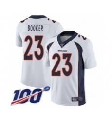 Men's Denver Broncos #23 Devontae Booker White Vapor Untouchable Limited Player 100th Season Football Jersey