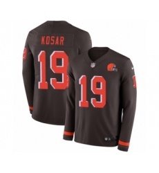 Youth Nike Cleveland Browns #19 Bernie Kosar Limited Brown Therma Long Sleeve NFL Jersey